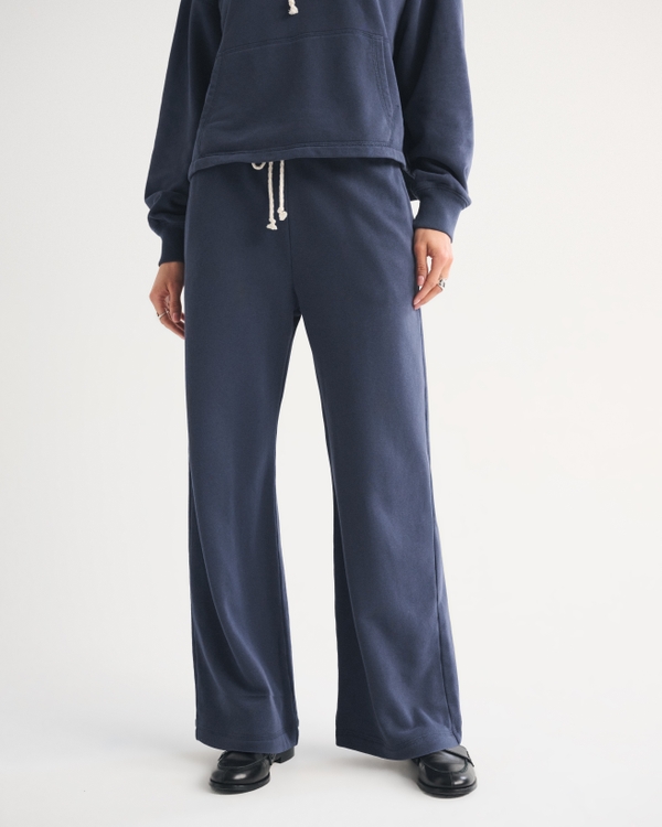 High Rise Sunday Terry Wide Leg Sweatpant, Sapphire view 2
