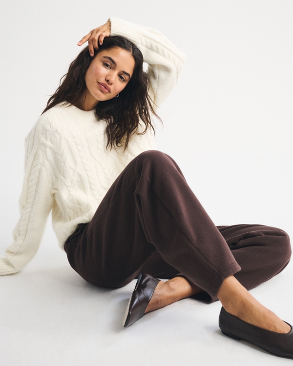 High Rise Sunday Barrel Sweatpant, Dark Coffee view 1