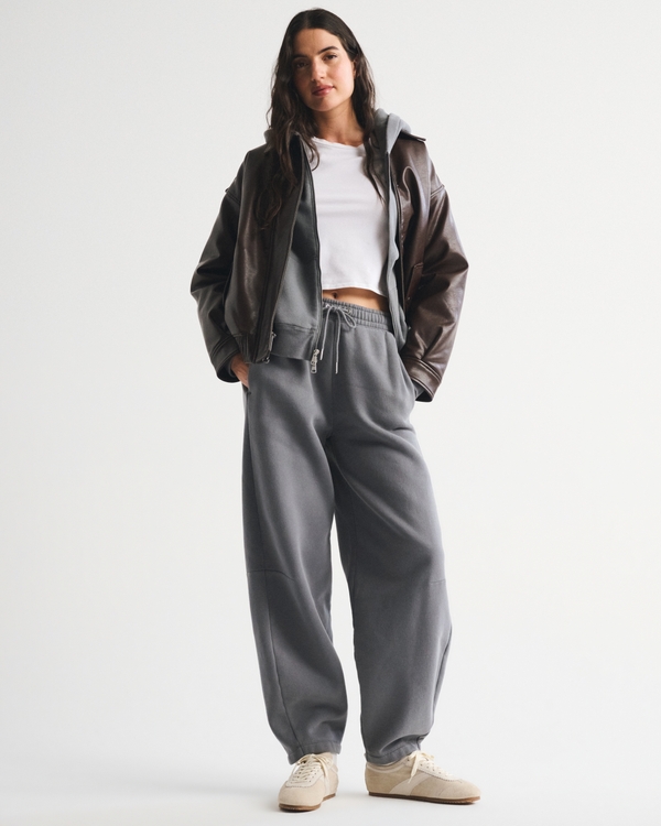 High Rise Sunday Barrel Sweatpant, Cool Gray view 1