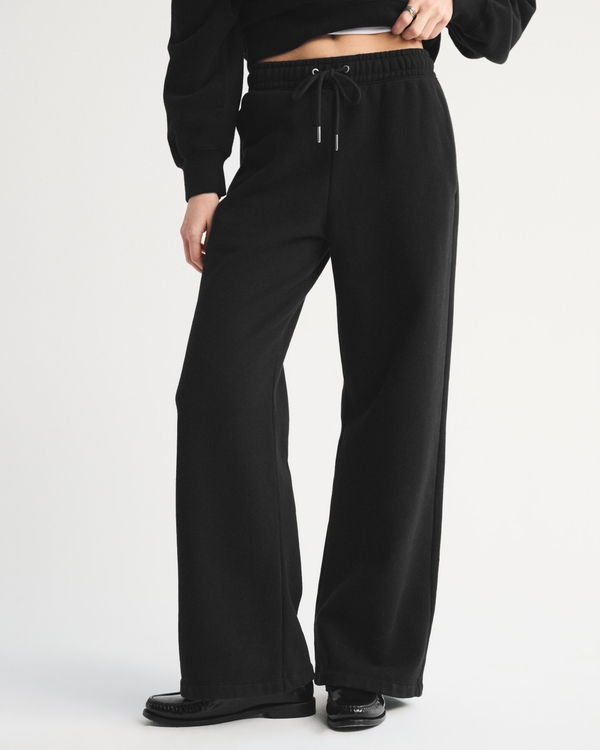 High Rise Sunday Wide Leg Sweatpant, Black view 2