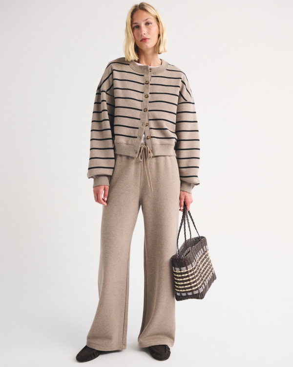 Sunday High Rise Wide Leg Sweatpant, Light Brown Heather view 1