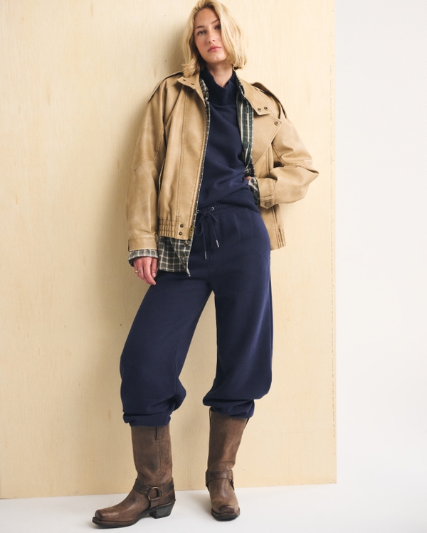 Sunday High Rise Wide Leg Sweatpant, Muted Navy view 1