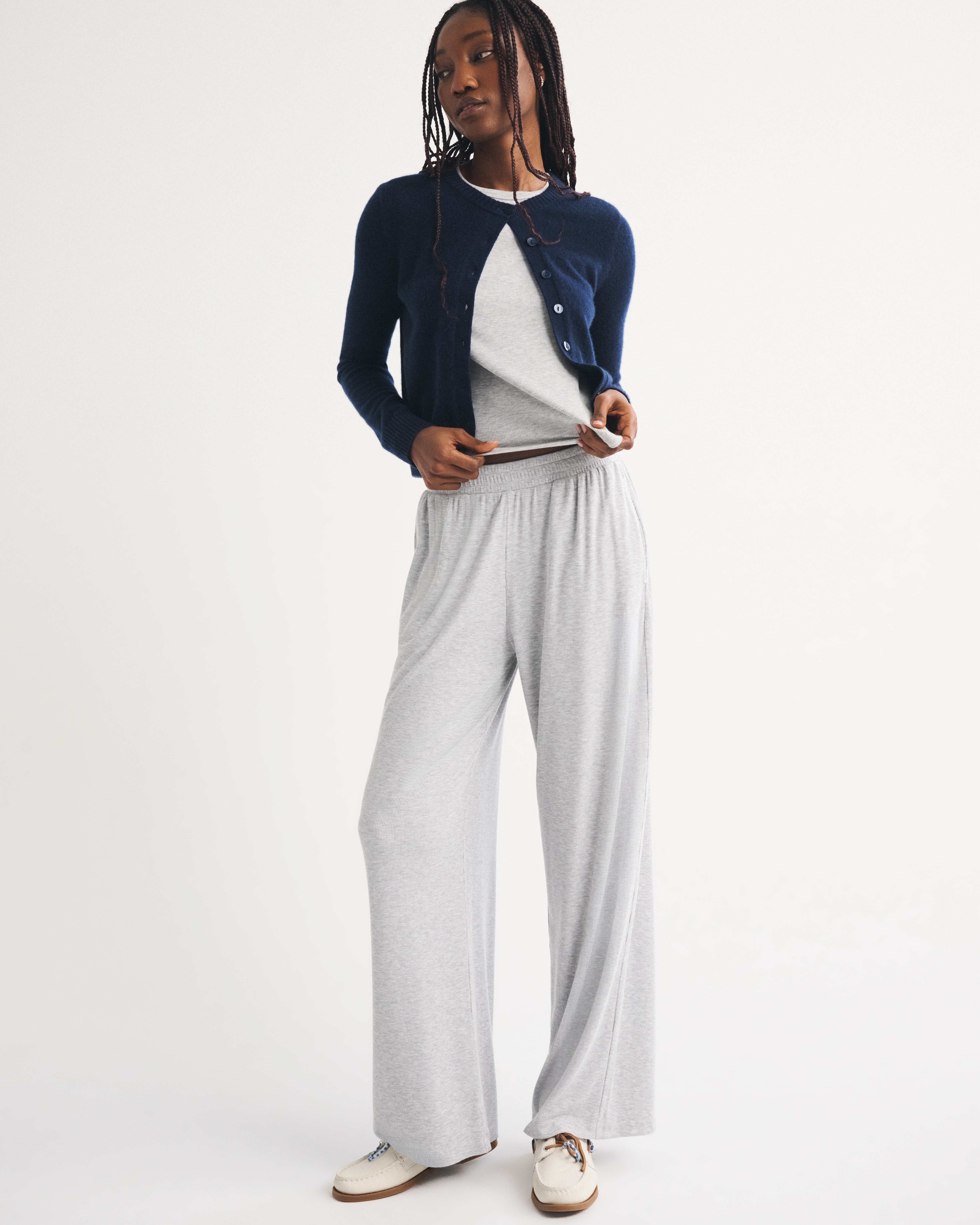 Пижамные брюки Wide Leg, в рубчик — Abercrombie & Fitch — фото 2