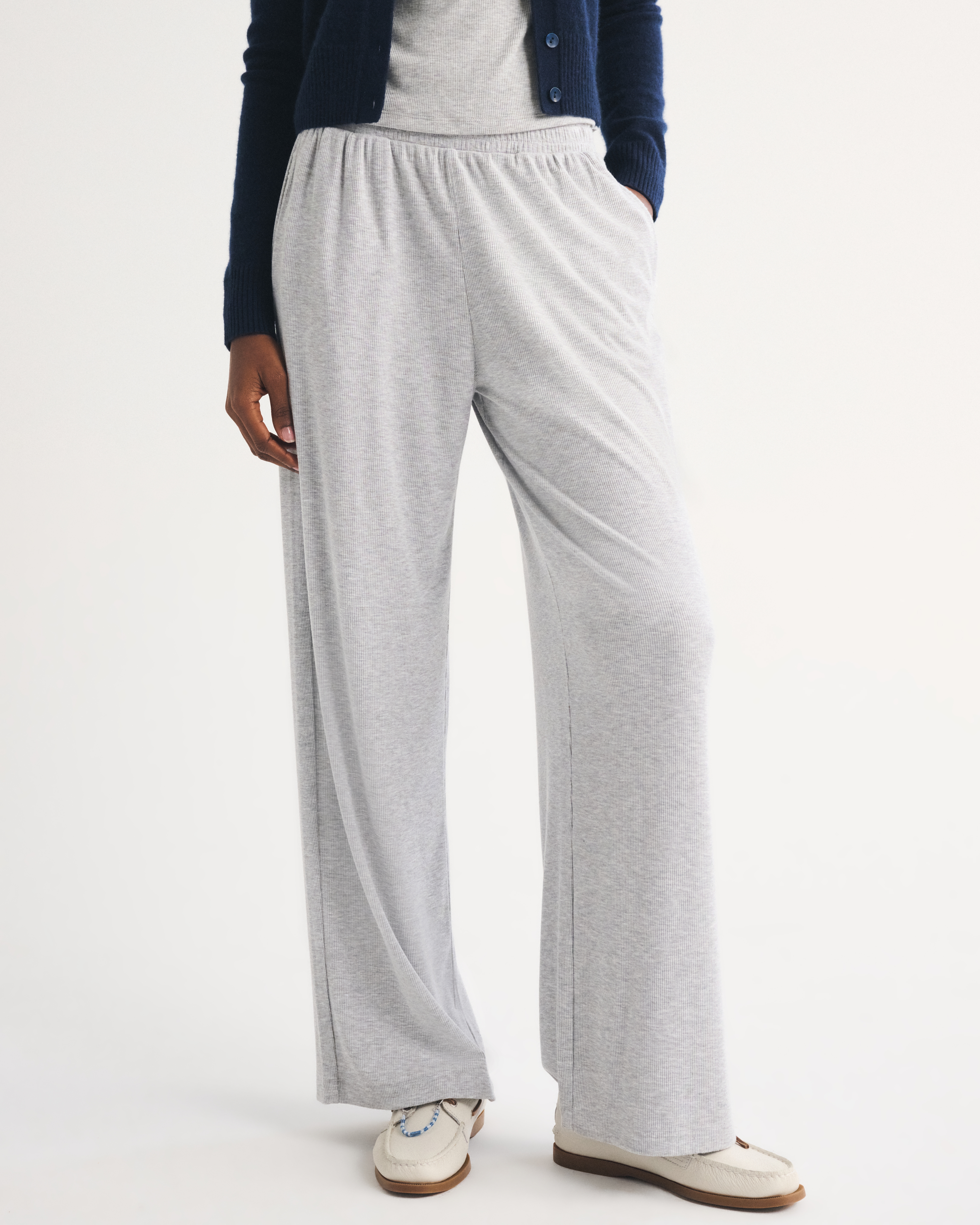 Пижамные брюки Wide Leg, в рубчик — Abercrombie & Fitch — фото 3