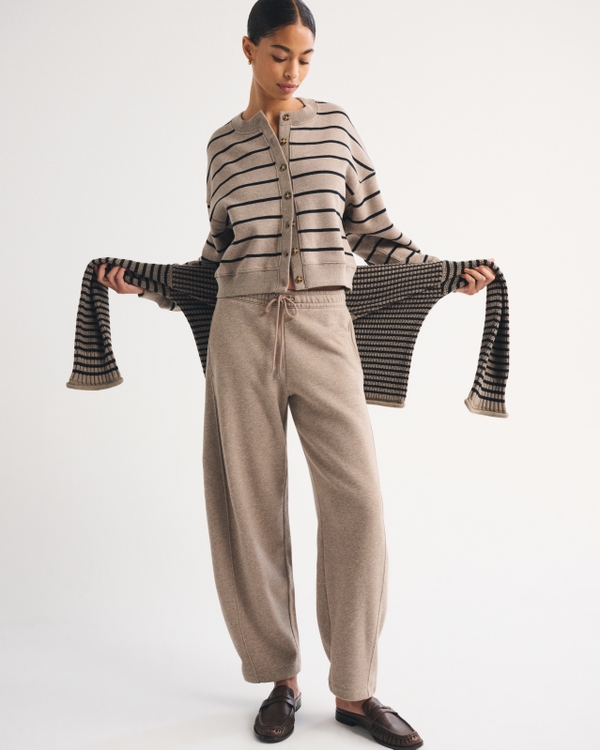 Sunday High Rise Forward Seam Barrel Sweatpant, Light Brown Heather view 1