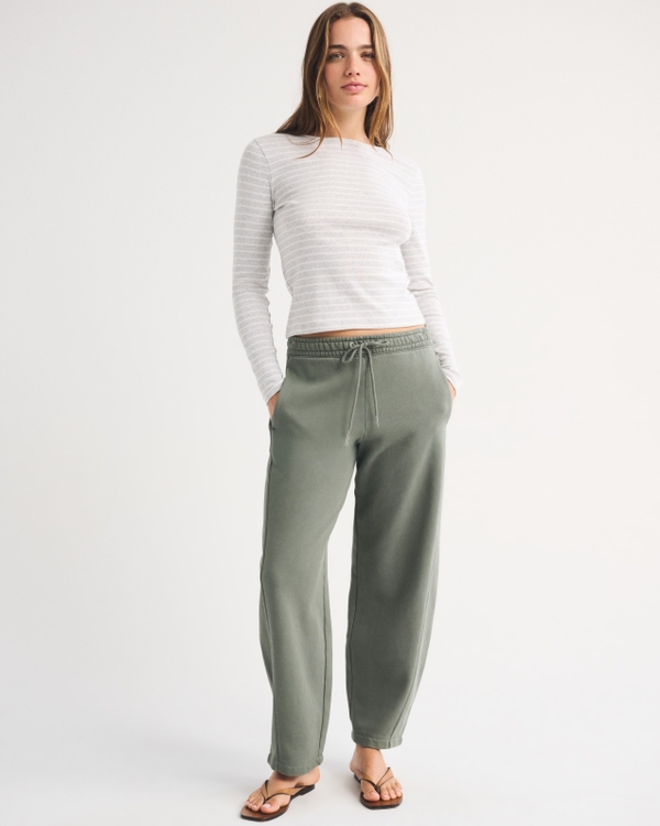 Sunday High Rise Forward Seam Barrel Sweatpant, Olive Gray view 1