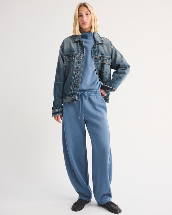 Sunday High Rise Forward Seam Barrel Sweatpant, Washed Indigo view 1