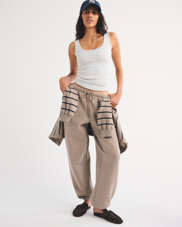 High Rise Sunday Baggy Sweatpant, Light Brown Heather view 1