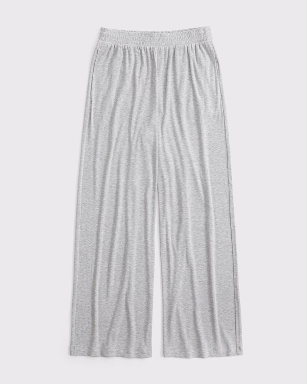 Lounge Ribbed Wide Leg Sweatpant, Light Gray view 1
