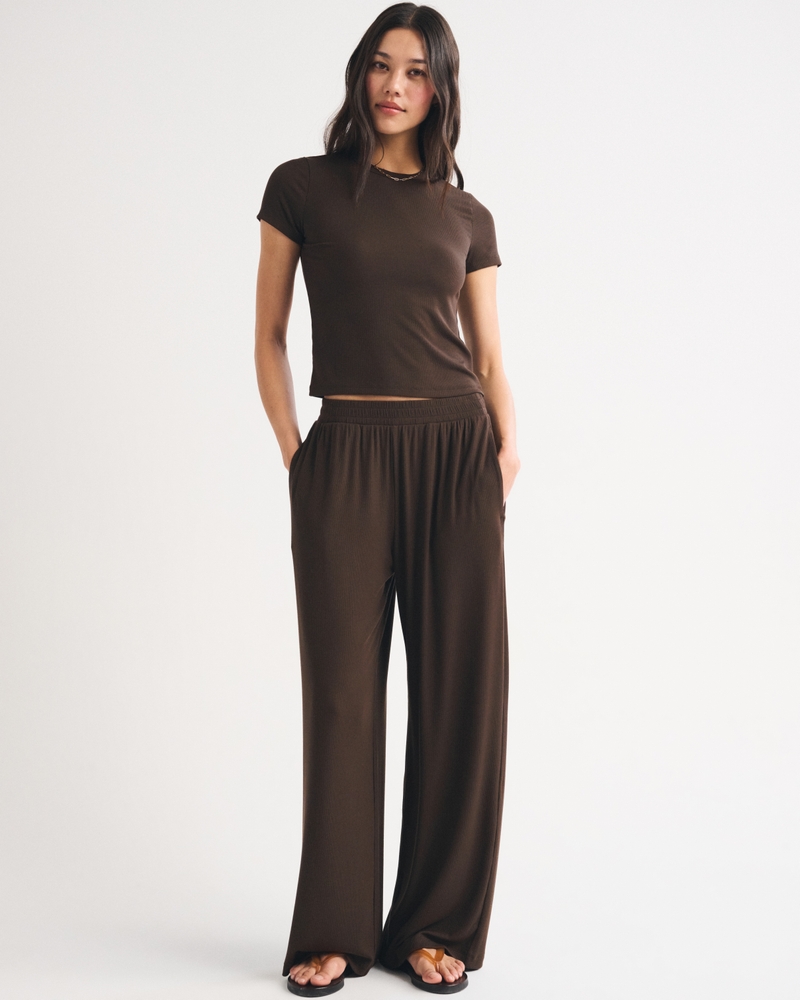 Lounge Ribbed Wide Leg Sweatpant - thumbnail 7