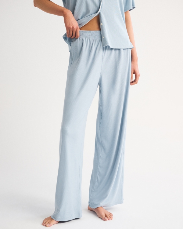 Modal-Blend Lounge Rib Pant, Blue Haze view 2