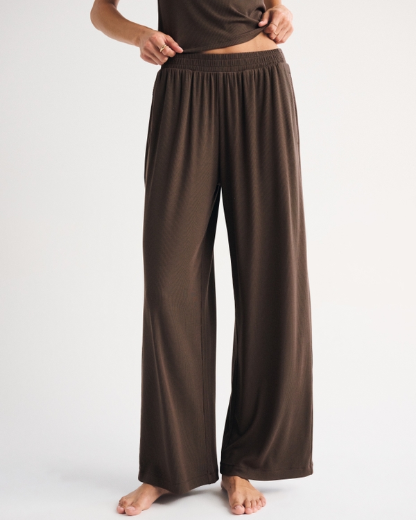 Modal-Blend Lounge Rib Pant, Brown view 2