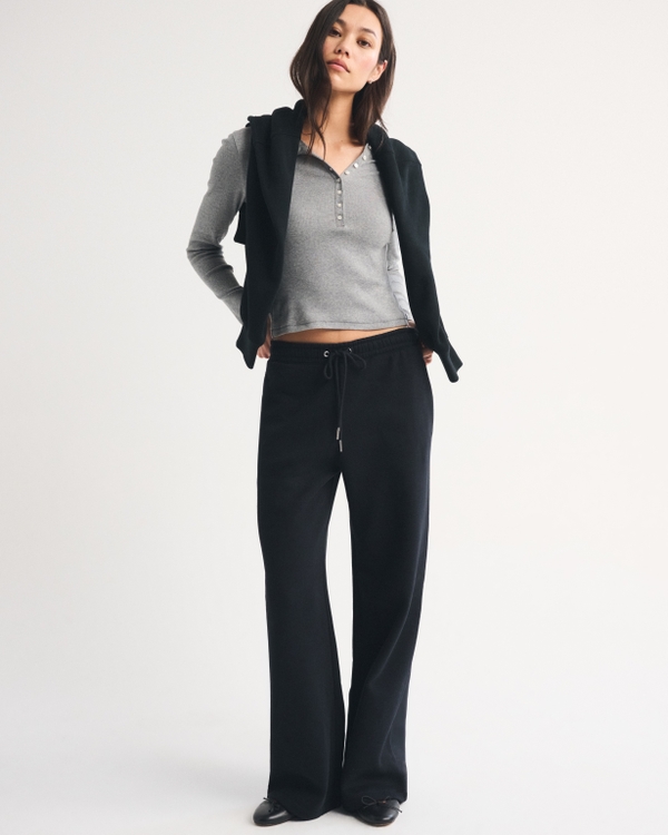 Sunday Wide Leg Sweatpant, Black view 1