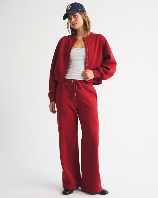 Sunday Wide Leg Sweatpant, Rich Ruby view 1