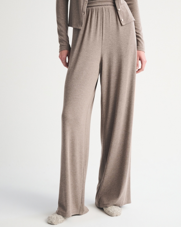 Modal Blend Wide Leg Lounge Pant, Light Brown view 2