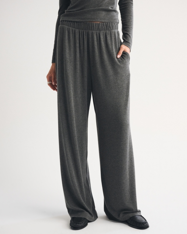 Modal Blend Wide Leg Lounge Pant, Dark Gray view 2