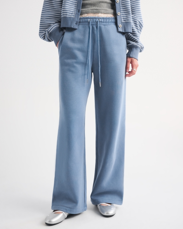 Sunday High Rise Wide Leg Sweatpant, Gray Blue view 2