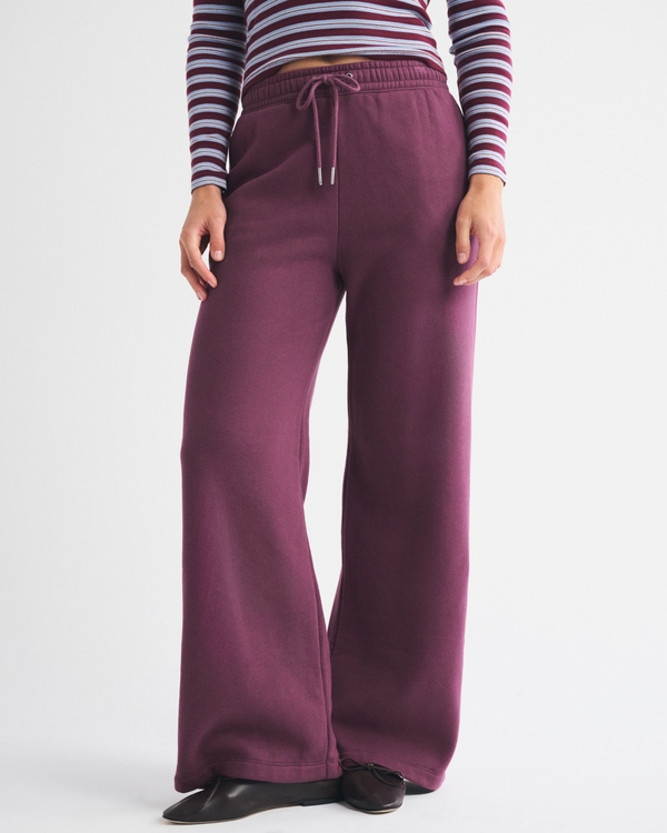 Sunday High Rise Wide Leg Sweatpant, Plum view 2
