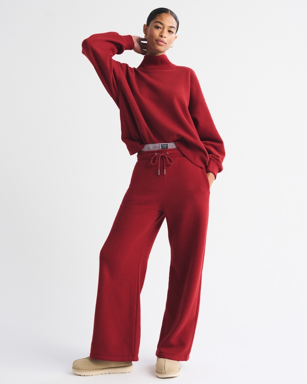 Sunday High Rise Wide Leg Sweatpant, Rich Ruby view 1
