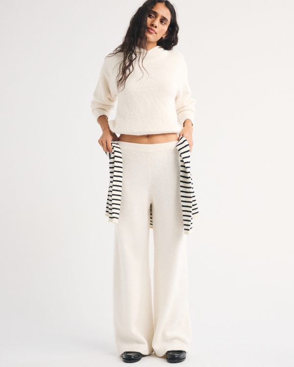 Wool-Blend Wide Leg Lounge Pant