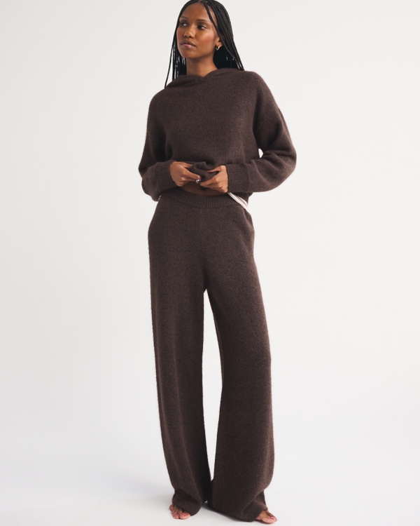 Wool-Blend Wide Leg Lounge Pant