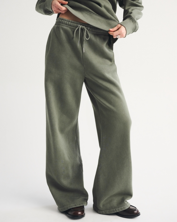 High Rise Sunday Wide Leg Sweatpant, Muted Basil view 2
