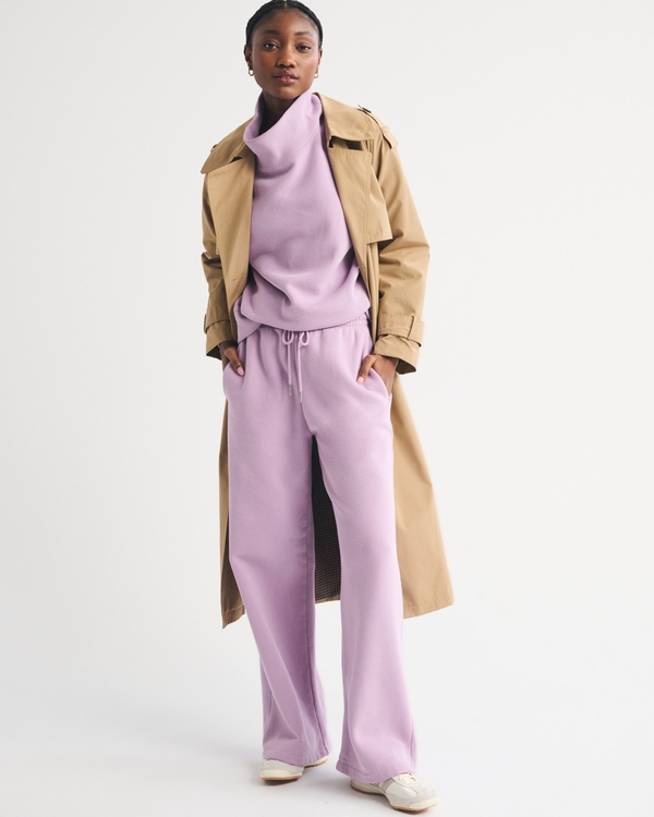 High Rise Sunday Wide Leg Sweatpant, Lavender view 1