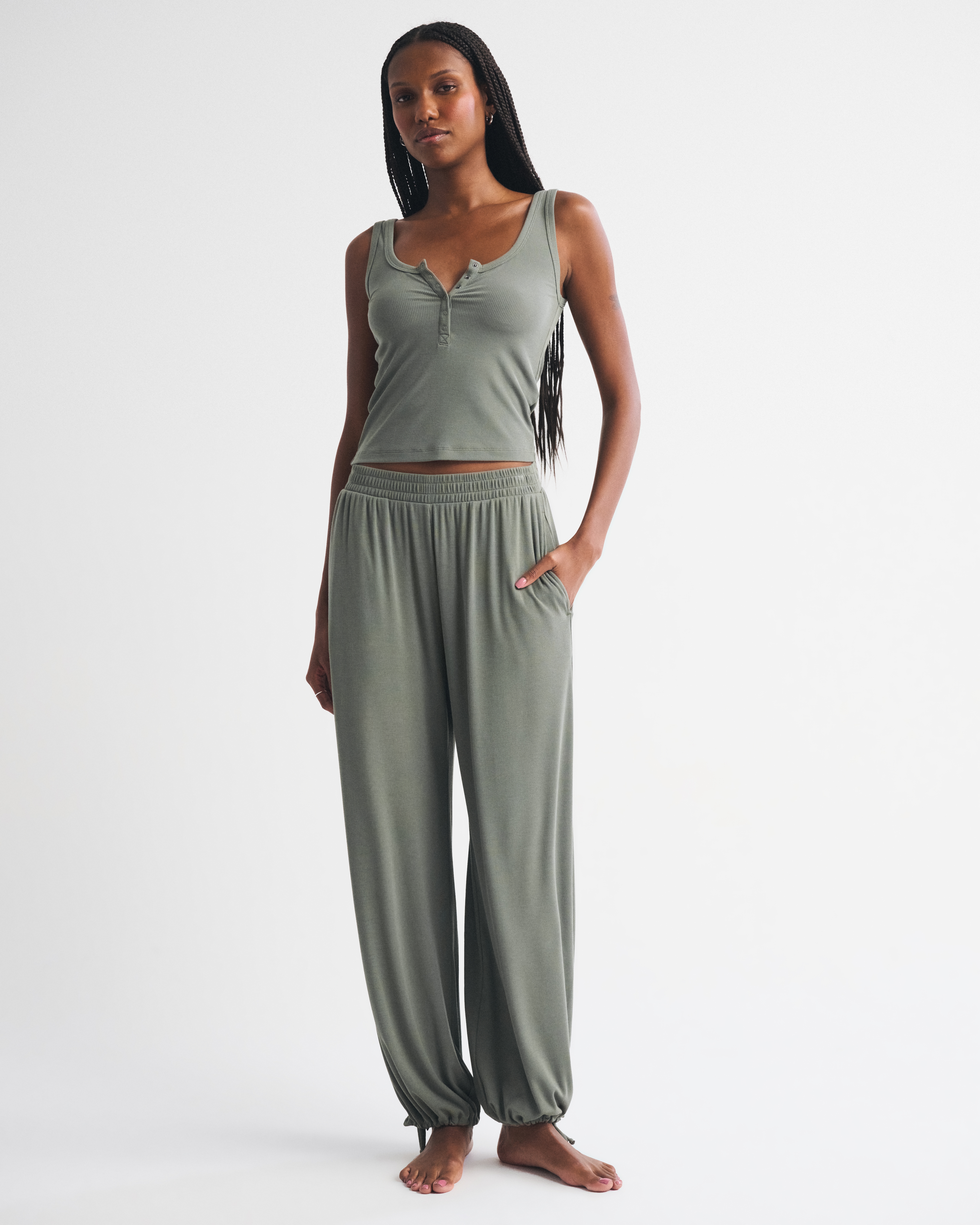 Женские брюки Abercrombie & Fitch Convertible Lounge Ribbed Ballon Sweatpant — фото 2