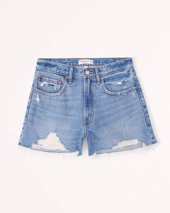 Women's Curve Love Mid Rise Boyfriend Shorts | Women's Bottoms | Abercrombie.com