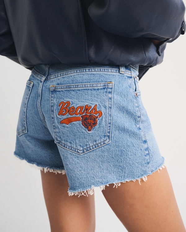 Chicago Bears Mid Rise A-Line Denim Short, Medium Wash - Bears view 2