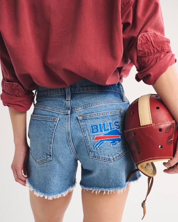 Buffalo Bills Mid Rise A-Line Short, Medium Wash - Bills view 2