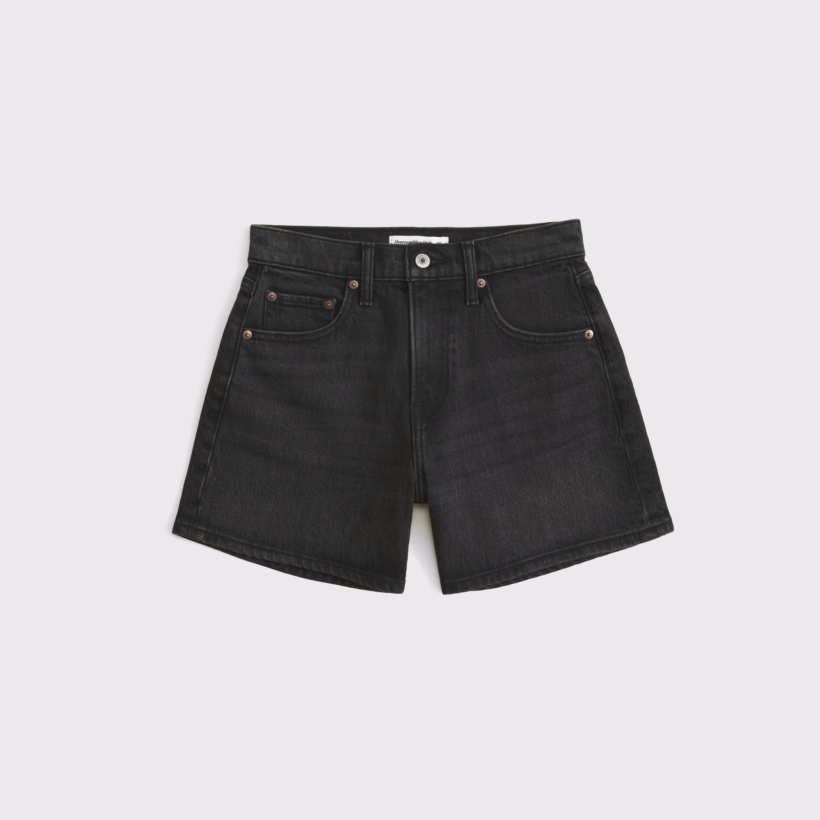Женские шорты Abercrombie & Fitch High Rise Dad Short, цвет: Чёрный — фото 1