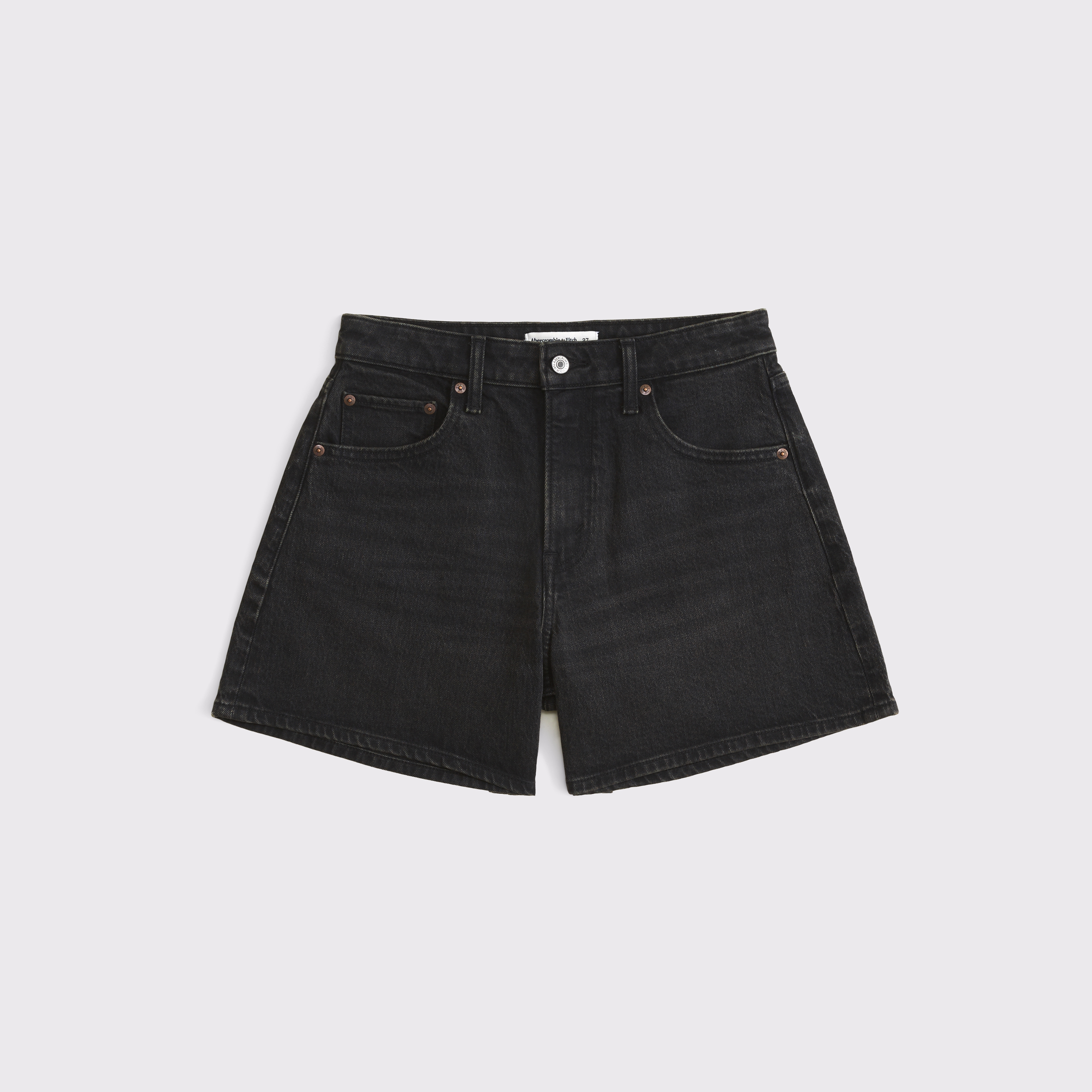 Женские шорты Abercrombie & Fitch Curve Love High Rise Dad Short, цвет: Чёрный — фото 1