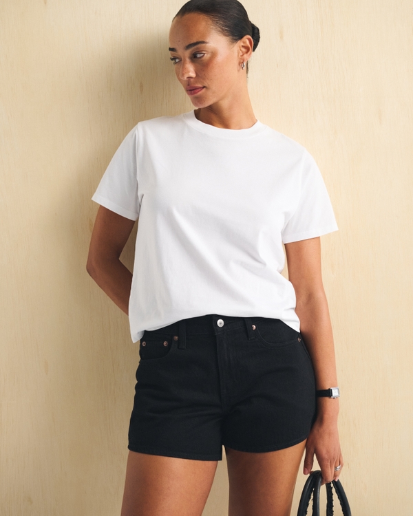 Curve Love Mid Rise A-Line Short, Black view 1