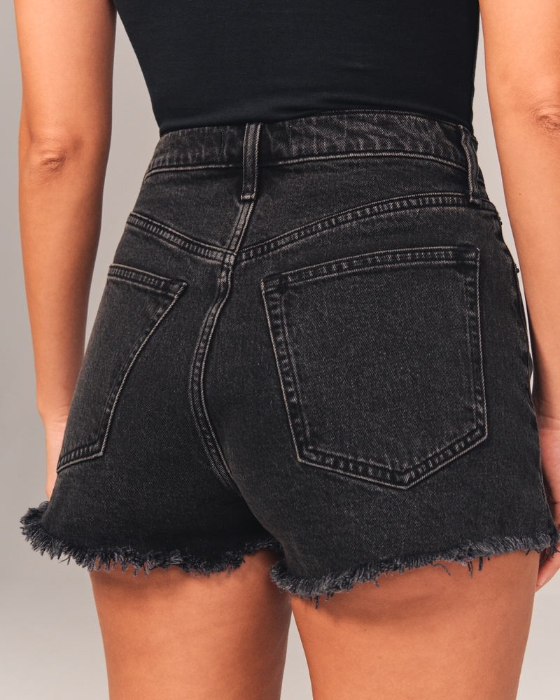 HDE Women's Solid Color Ultra Stretch Fitted Low Rise Moleton Denim Booty  Shorts Black X-Small