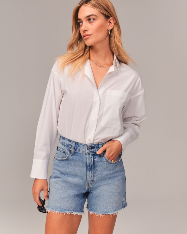 Women's High Rise Dad Shorts Abercrombie & Fitch