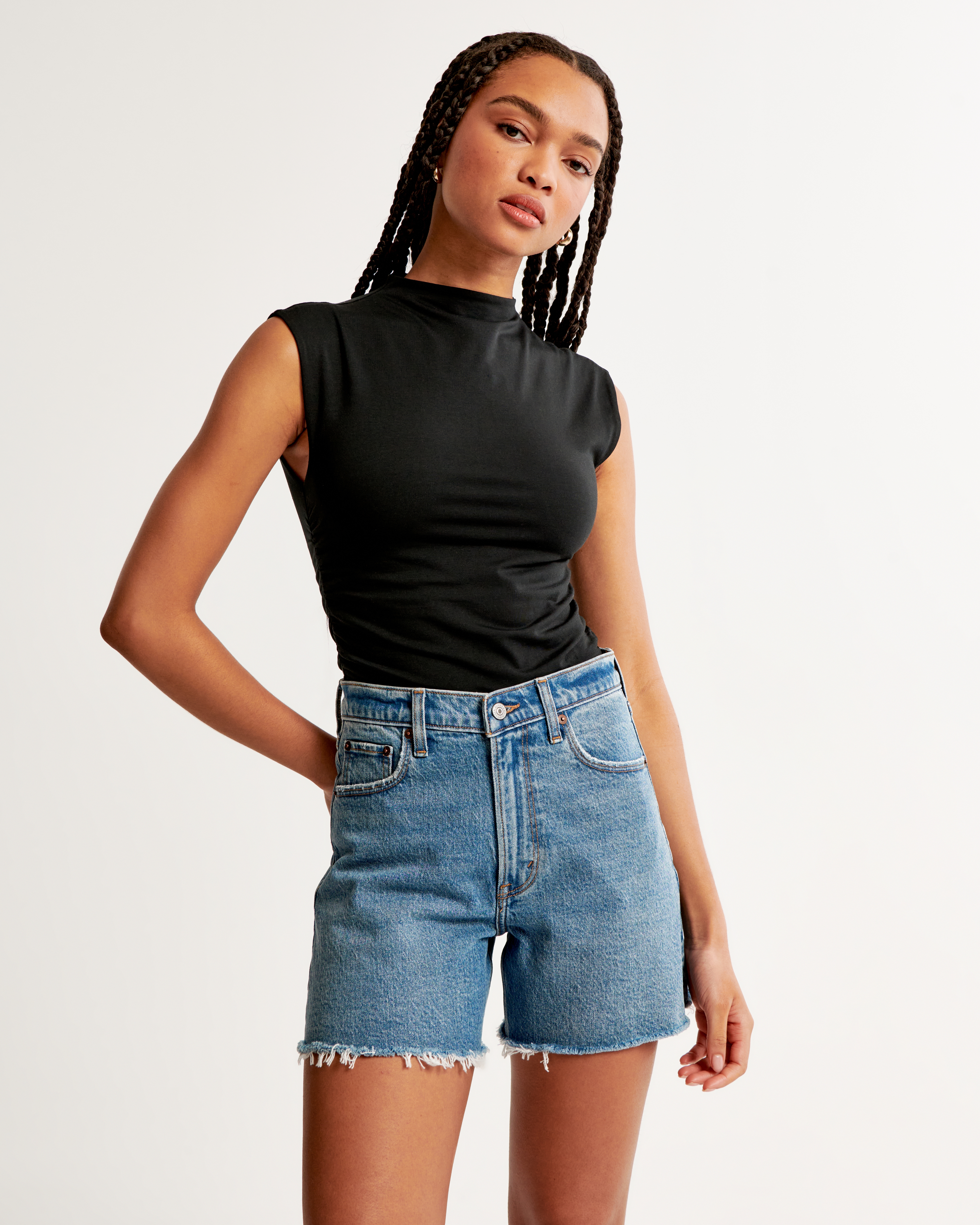 High rise denim shorts clearance abercrombie