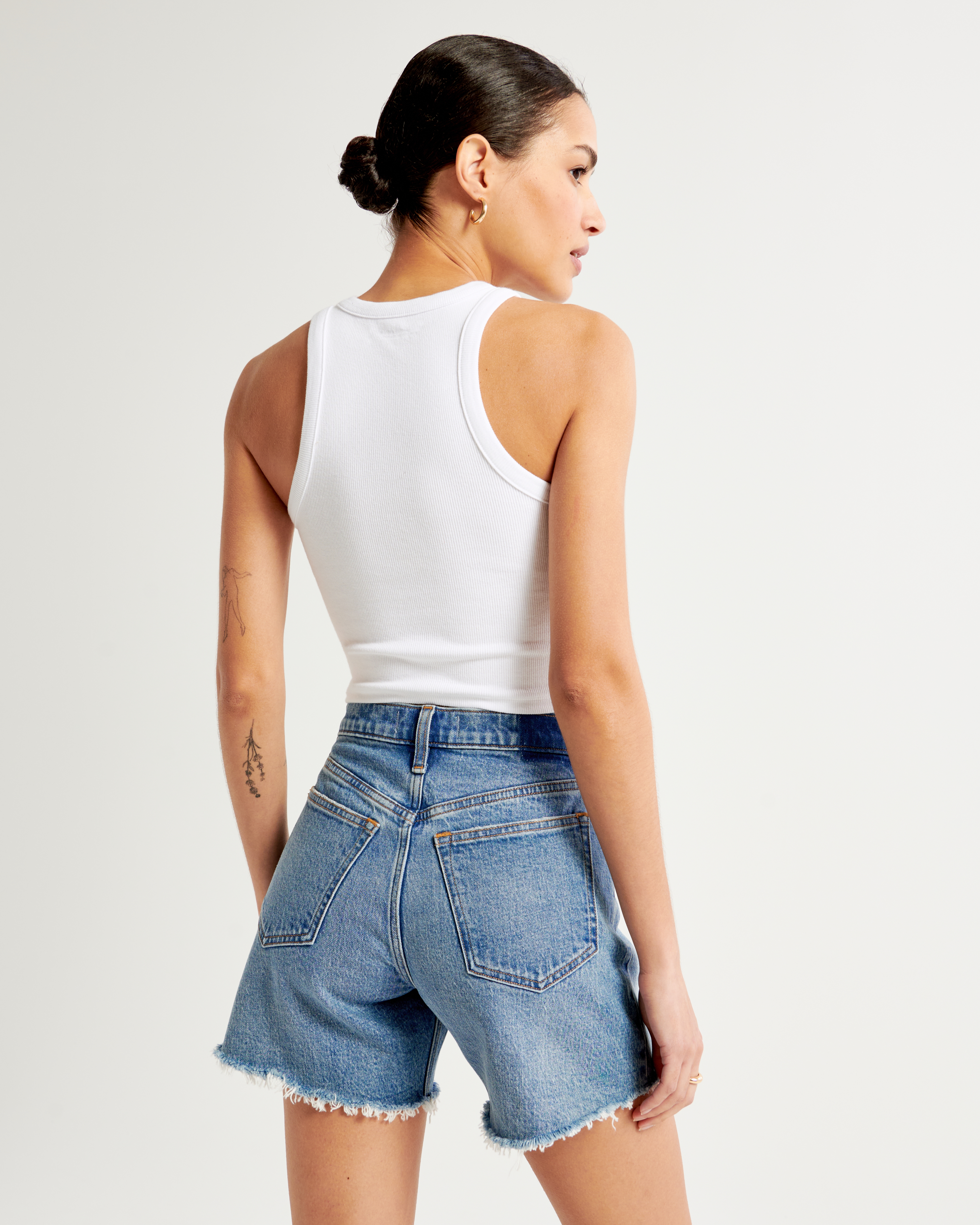 Mid rise jean hot sale shorts womens