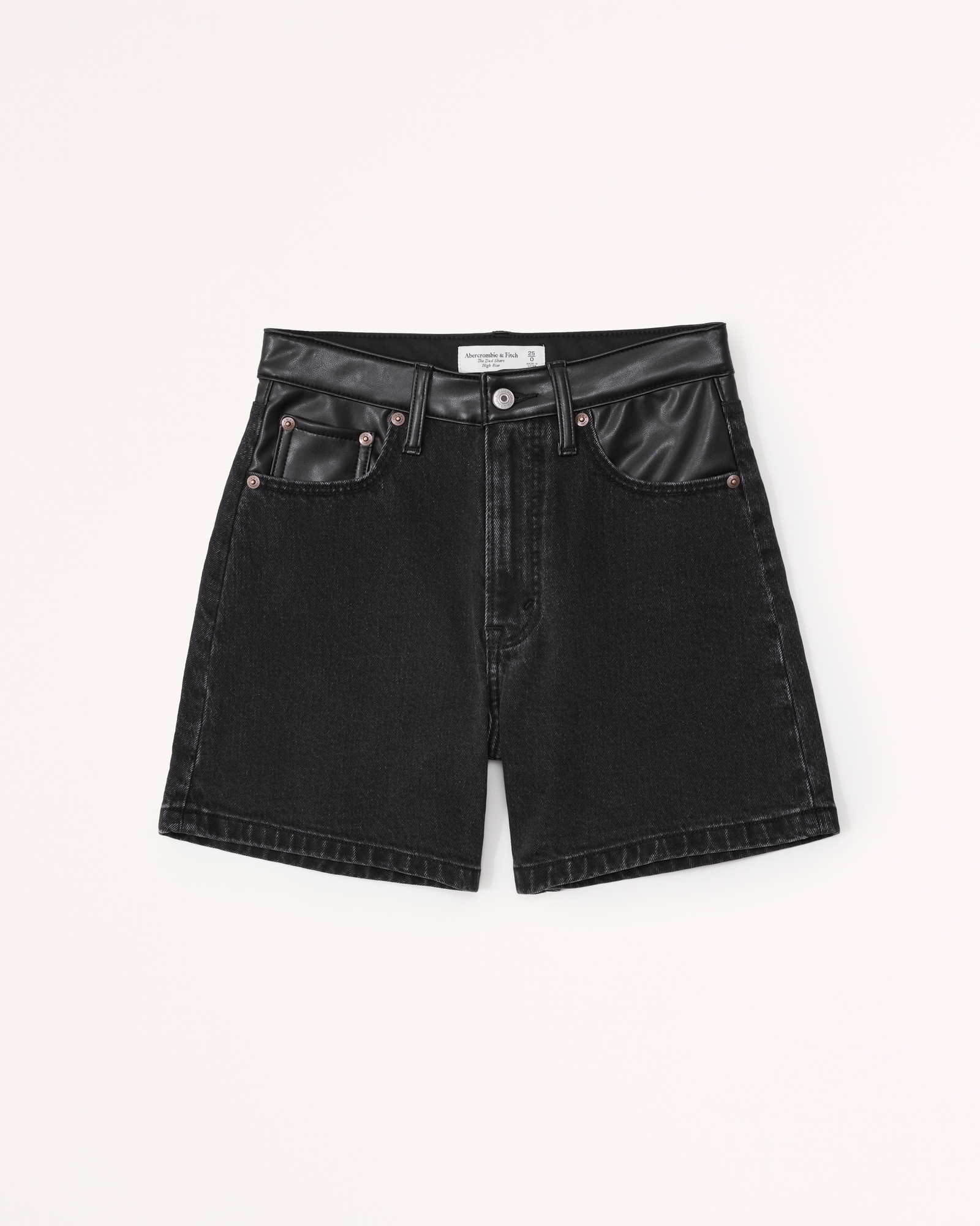 Mixed Fabric High Rise Dad Short