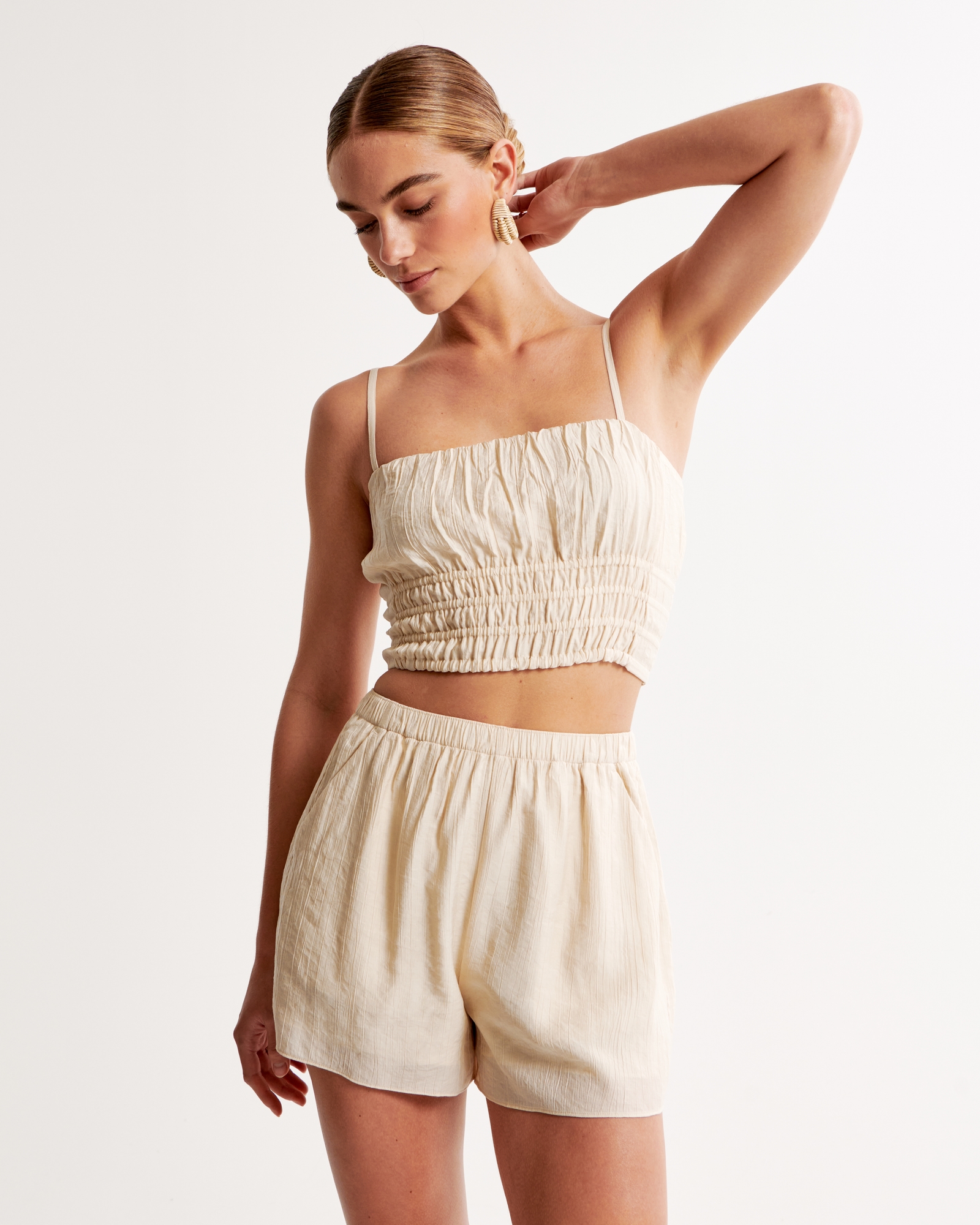 Crinkle Textured Pull-On Short
