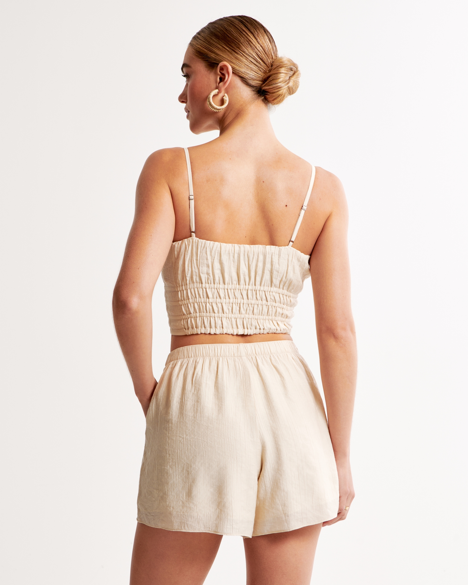 Crinkle Textured Pull-On Short