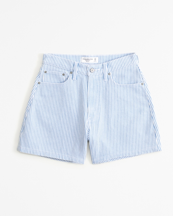 Curve Love High Rise Dad Short, Blue Stripe view 1