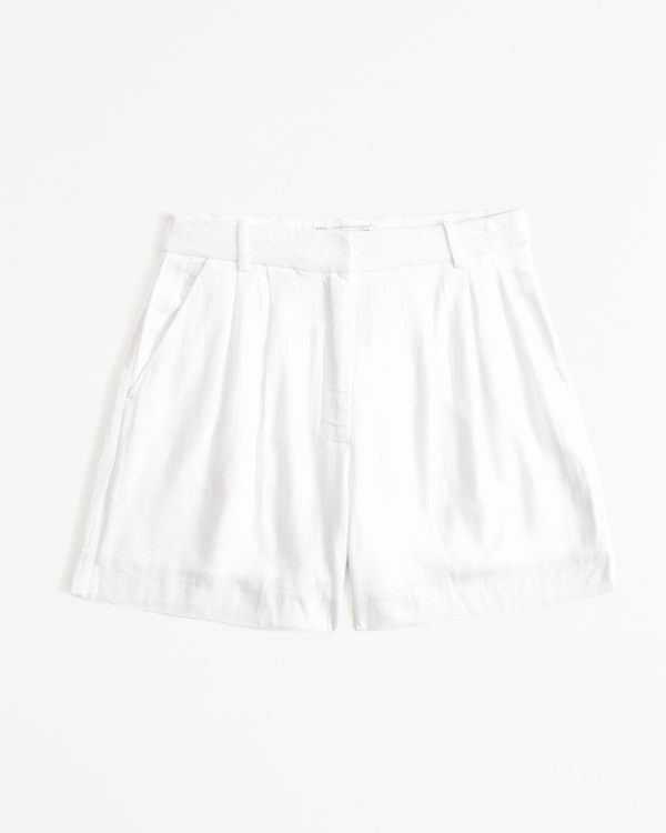 Elegant geschnittene A&F Sloane Shorts aus Leinenmischung, White