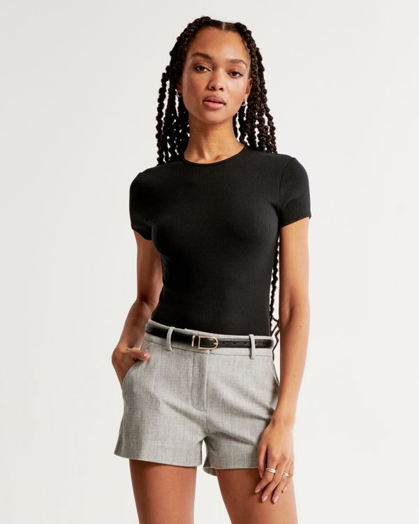 Mid Rise Tailored Short, Grey