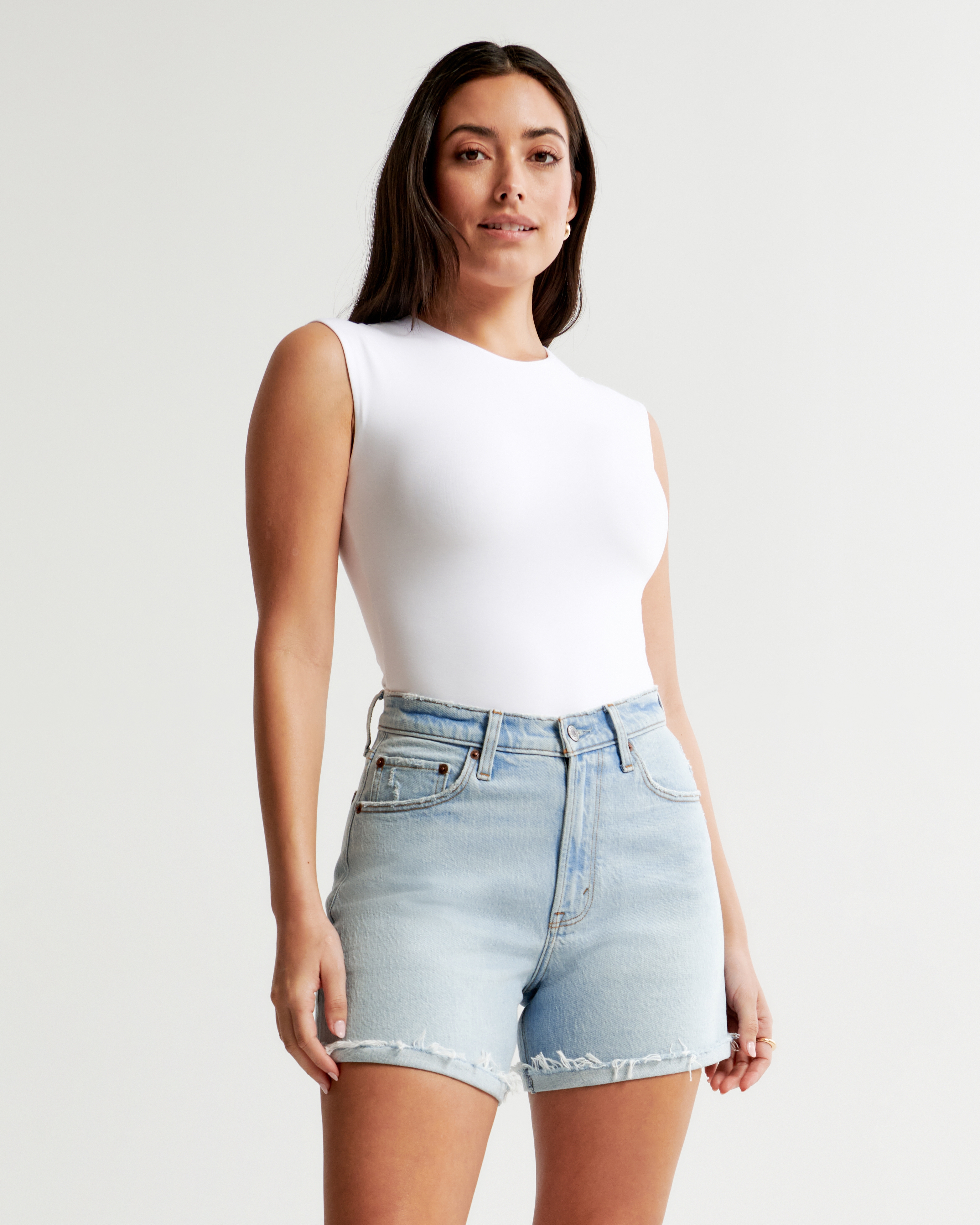 Best high waisted jean shorts store for curves