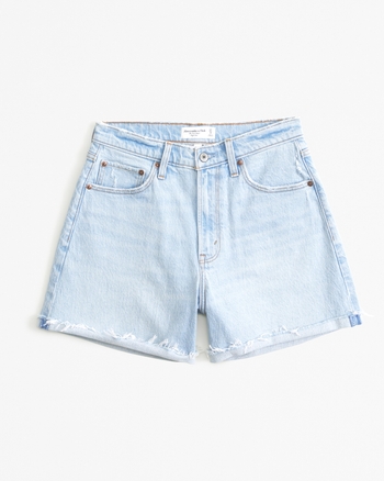 Blue denim shorts womens cheap