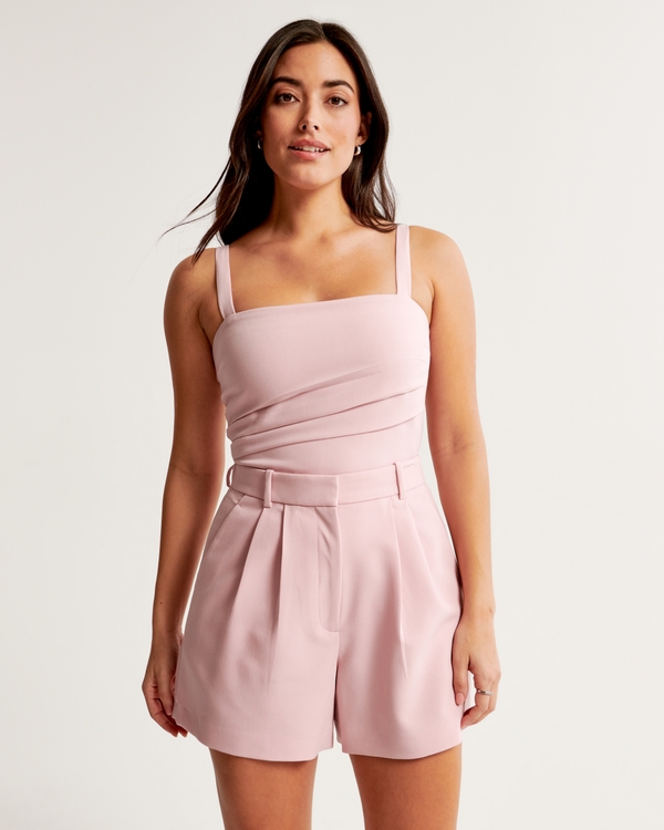 Curve Love A&F Sloane Tailored Short, Light Pink
