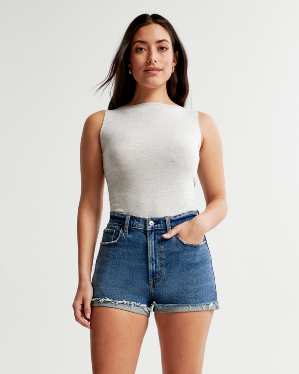 High Waisted Mom Women's Shorts - Medium Wash