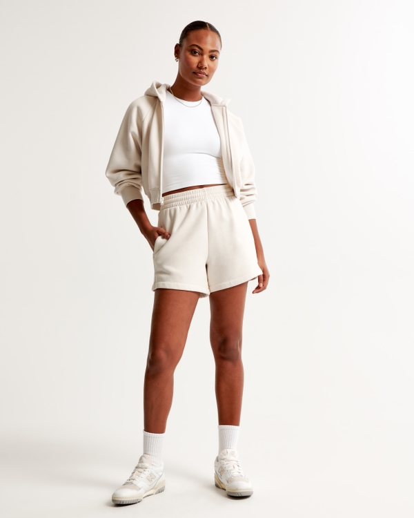 Waffle knit shorts cream  Trendy Shorts - Lush Fashion Lounge