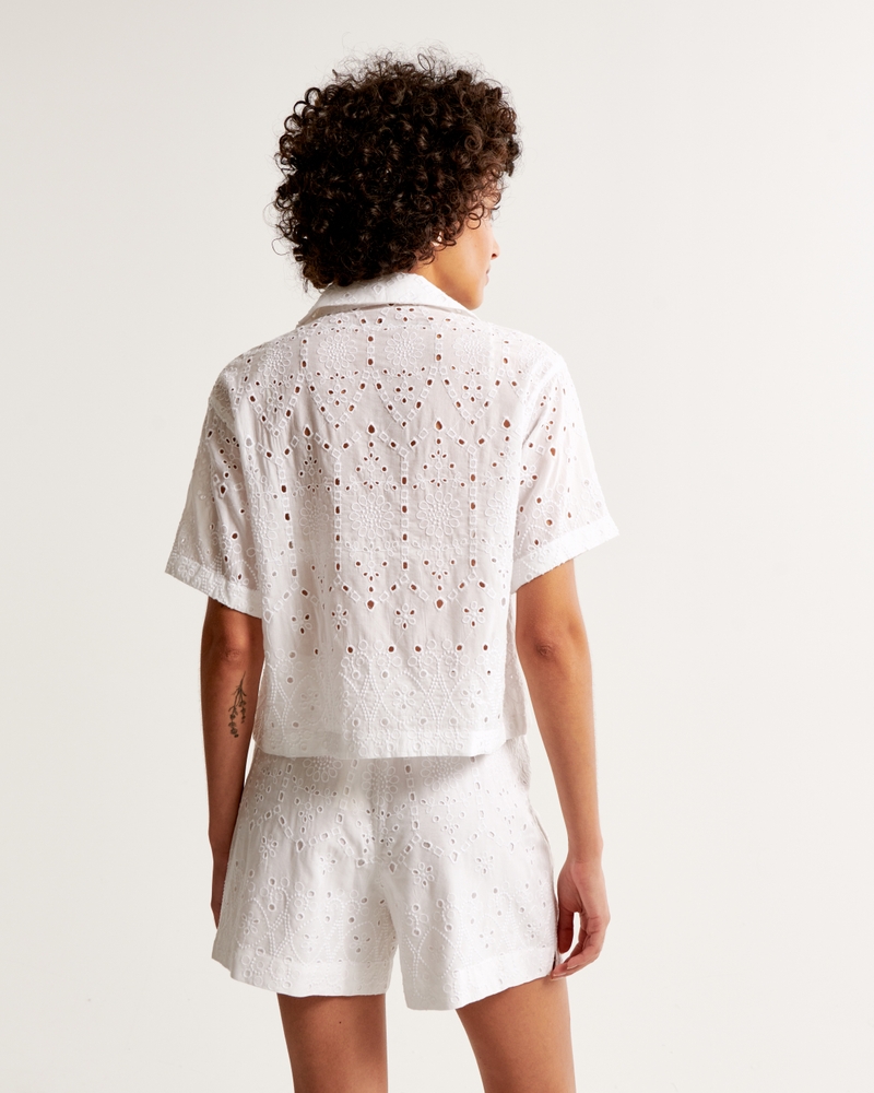 Schiffli Embroidered Pull-On Short